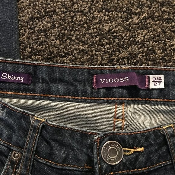 Vigoss Skinny Straight Embroidered Back Pockets  Distress 3/4 - Picture 7 of 12